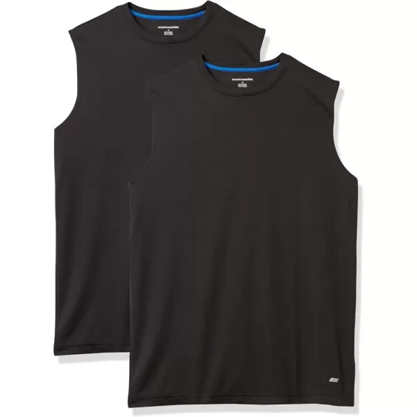 Amazon Essentials Mens Active Performance Tech Muscle Tank Pack of 2Black