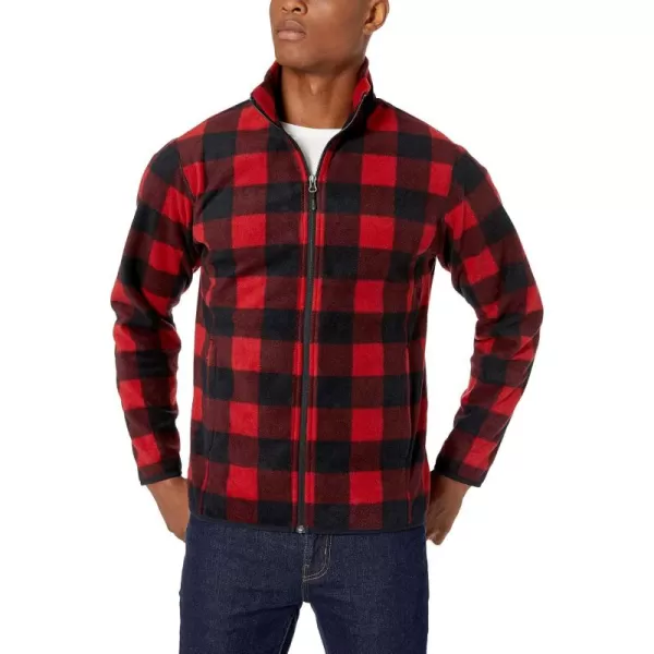 Amazon Essentials Mens FullZip Fleece Jacket  Discontinued ColorsBlack Red Buffalo Plaid