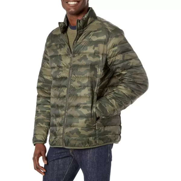 Amazon Essentials Mens Packable Lightweight WaterResistant Puffer Jacket Available in Big ampamp TallMilitary Green Camo