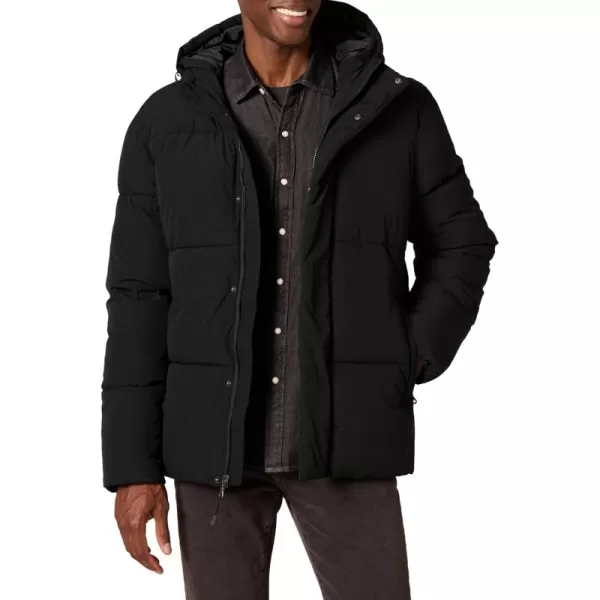 Amazon Essentials Mens Recycled Polyester MidLength Hooded Puffer Available in Big ampamp TallBlack