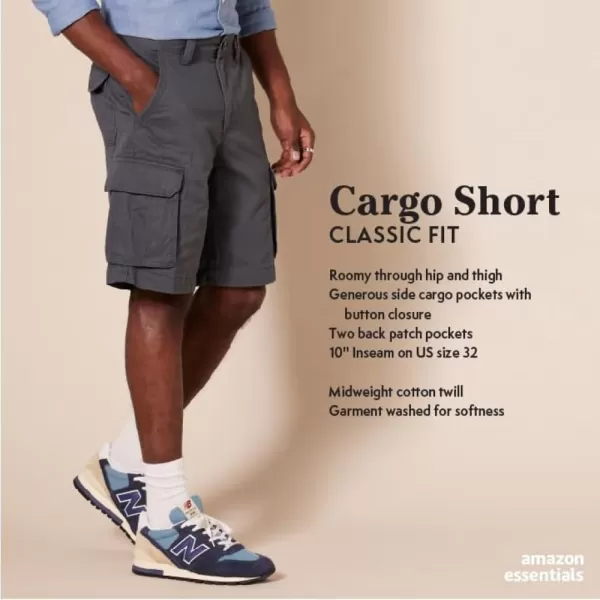 imageAmazon Essentials Mens ClassicFit Cargo Short Available in Big ampamp TallBlack