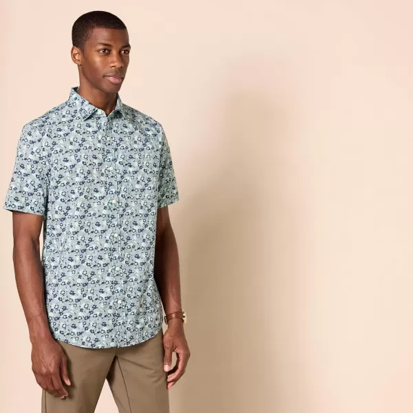 imageAmazon Essentials Mens ShortSleeve Stretch Poplin Shirt Available in Big ampamp TallBlue Floral