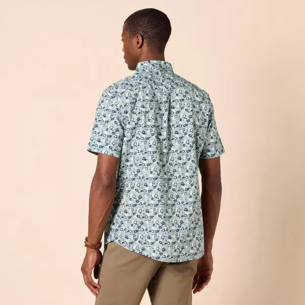 imageAmazon Essentials Mens ShortSleeve Stretch Poplin Shirt Available in Big ampamp TallBlue Floral