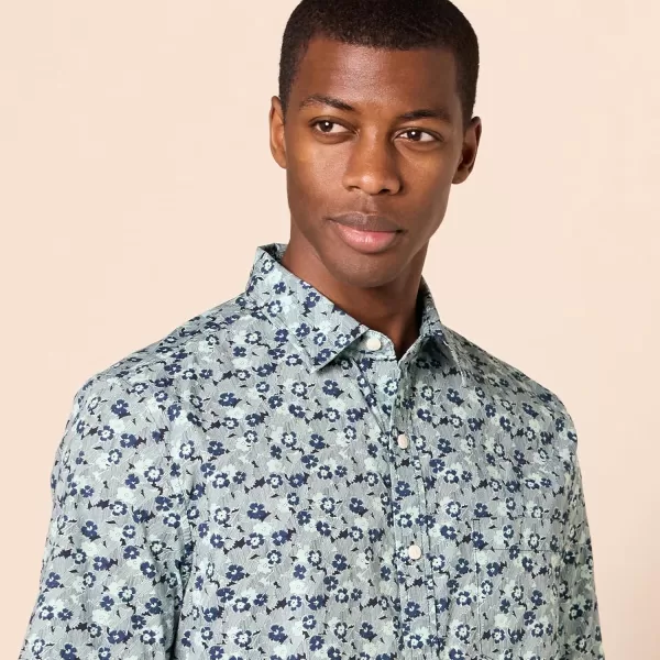 imageAmazon Essentials Mens ShortSleeve Stretch Poplin Shirt Available in Big ampamp TallBlue Floral