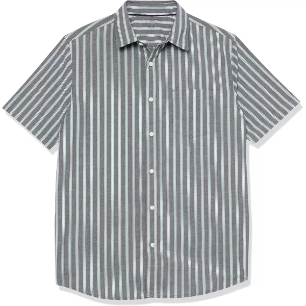 imageAmazon Essentials Mens ShortSleeve Stretch Poplin Shirt Available in Big ampamp TallCharcoal Heather Sage Green Double Stripe