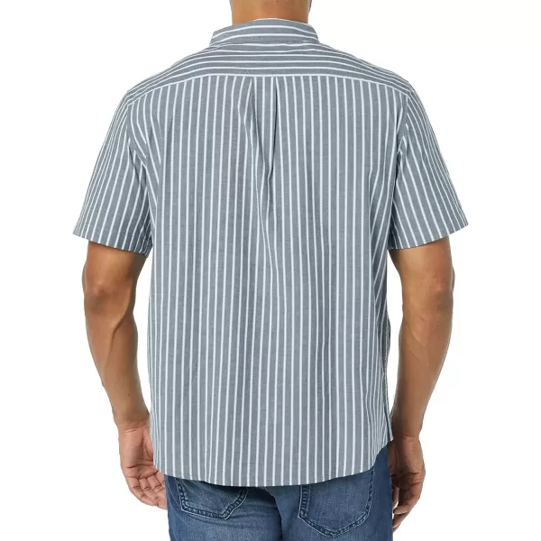 imageAmazon Essentials Mens ShortSleeve Stretch Poplin Shirt Available in Big ampamp TallCharcoal White Vertical Stripe