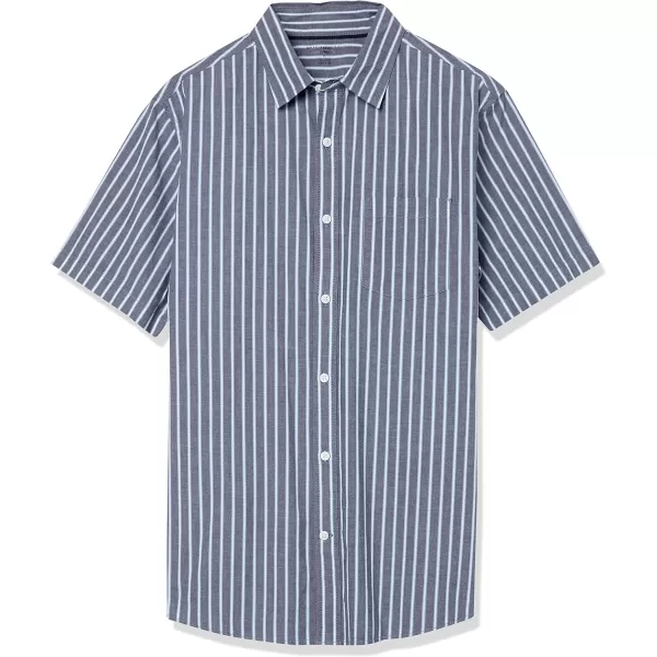 imageAmazon Essentials Mens ShortSleeve Stretch Poplin Shirt Available in Big ampamp TallCharcoal White Vertical Stripe