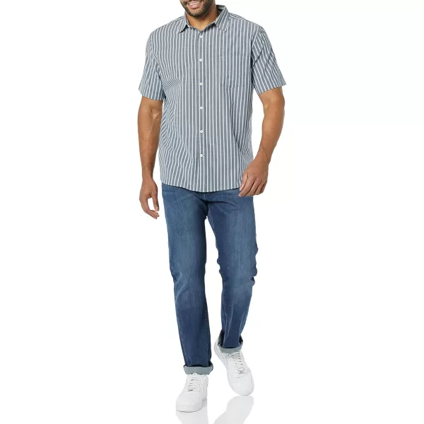 imageAmazon Essentials Mens ShortSleeve Stretch Poplin Shirt Available in Big ampamp TallCharcoal White Vertical Stripe