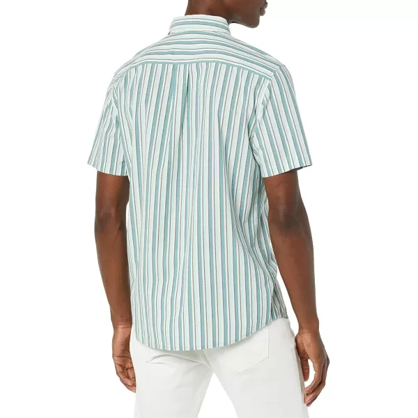 imageAmazon Essentials Mens ShortSleeve Stretch Poplin Shirt Available in Big ampamp TallLight Blue Stripe