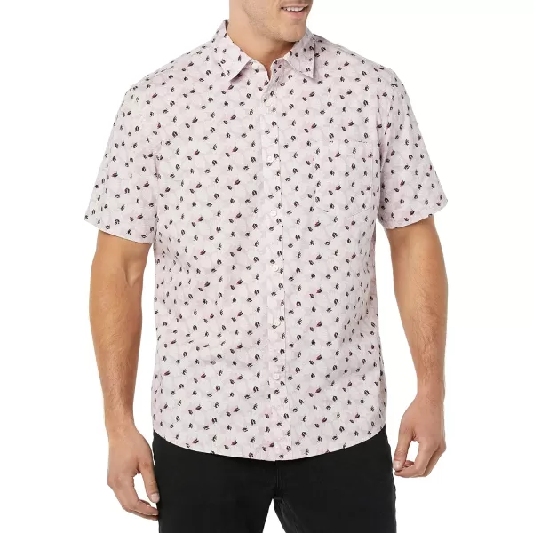 imageAmazon Essentials Mens ShortSleeve Stretch Poplin Shirt Available in Big ampamp TallLight Pink Palm Leaf Print