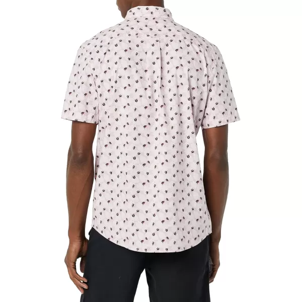 imageAmazon Essentials Mens ShortSleeve Stretch Poplin Shirt Available in Big ampamp TallLight Pink Palm Leaf Print