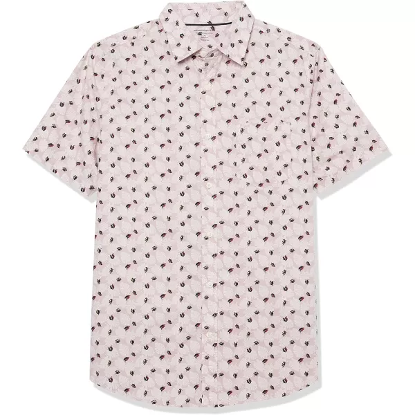 imageAmazon Essentials Mens ShortSleeve Stretch Poplin Shirt Available in Big ampamp TallLight Pink Palm Leaf Print