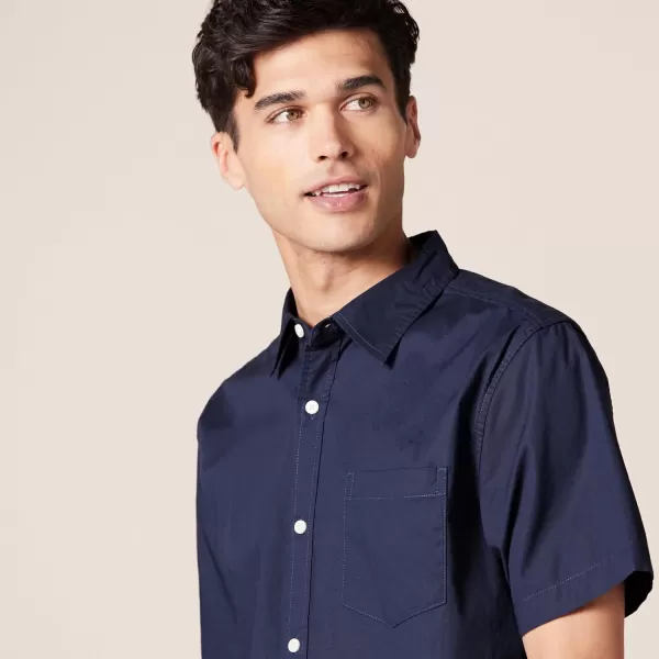 imageAmazon Essentials Mens ShortSleeve Stretch Poplin Shirt Available in Big ampamp TallNavy