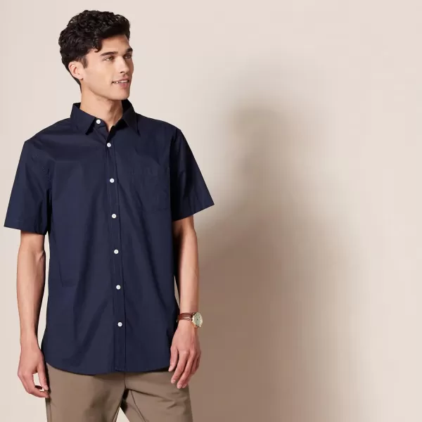 imageAmazon Essentials Mens ShortSleeve Stretch Poplin Shirt Available in Big ampamp TallNavy