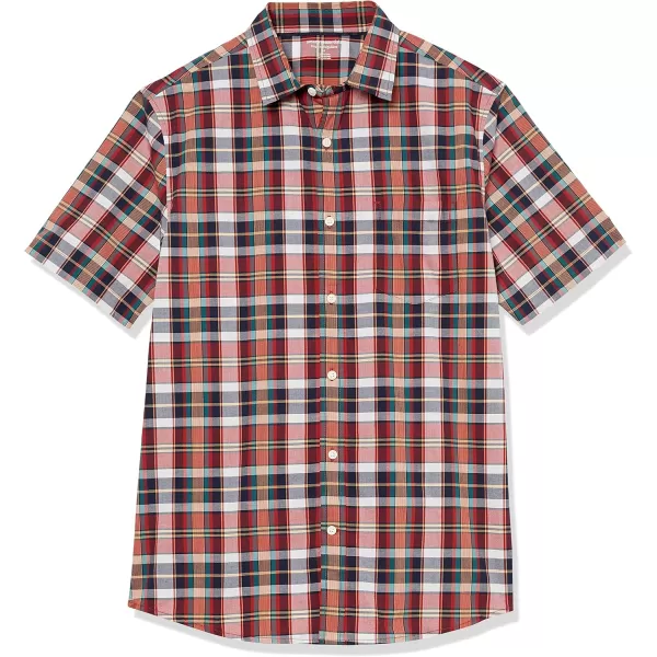 imageAmazon Essentials Mens ShortSleeve Stretch Poplin Shirt Available in Big ampamp TallNavy Red White Plaid