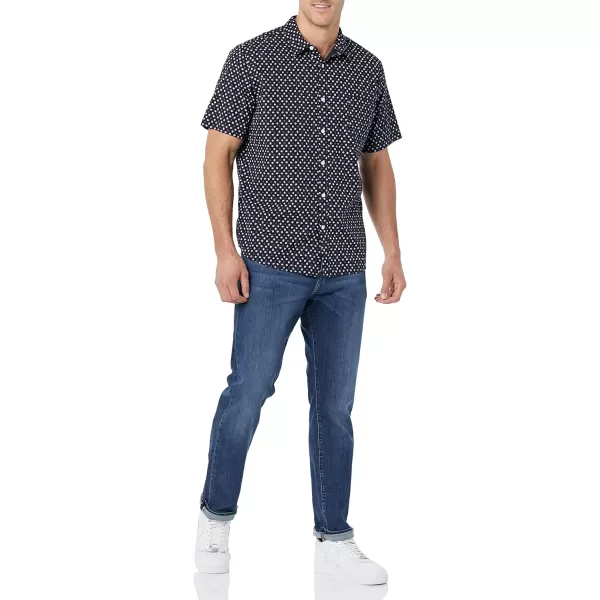 imageAmazon Essentials Mens ShortSleeve Stretch Poplin Shirt Available in Big ampamp TallNavy Roses