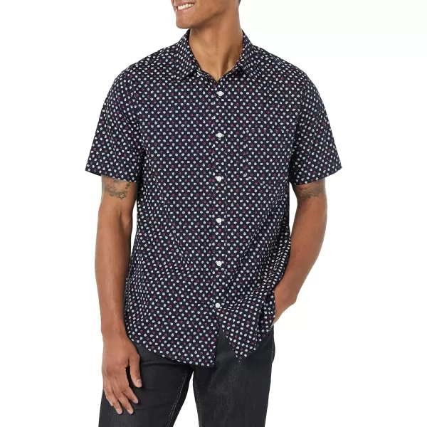 imageAmazon Essentials Mens ShortSleeve Stretch Poplin Shirt Available in Big ampamp TallNavy Roses