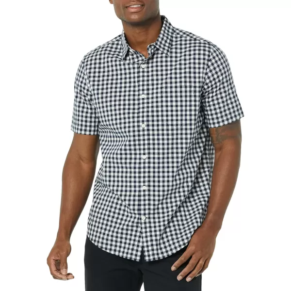 imageAmazon Essentials Mens ShortSleeve Stretch Poplin Shirt Available in Big ampamp TallNavy White Gingham