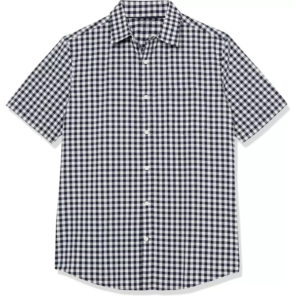 imageAmazon Essentials Mens ShortSleeve Stretch Poplin Shirt Available in Big ampamp TallNavy White Gingham