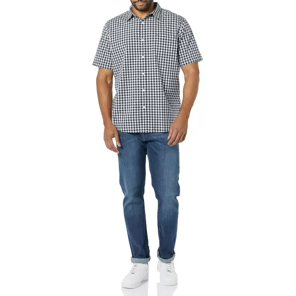 imageAmazon Essentials Mens ShortSleeve Stretch Poplin Shirt Available in Big ampamp TallNavy White Gingham