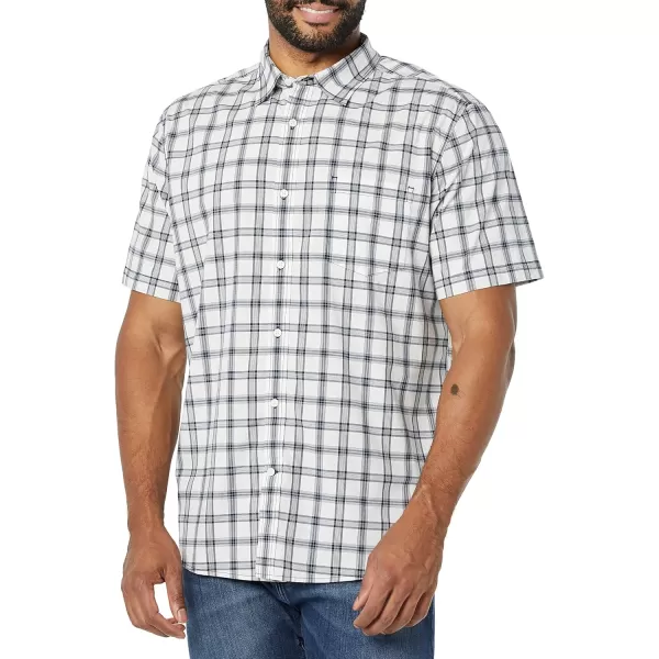 imageAmazon Essentials Mens ShortSleeve Stretch Poplin Shirt Available in Big ampamp TallNavy White Plaid