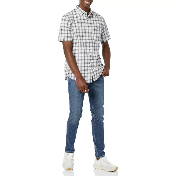 imageAmazon Essentials Mens ShortSleeve Stretch Poplin Shirt Available in Big ampamp TallNavy White Plaid