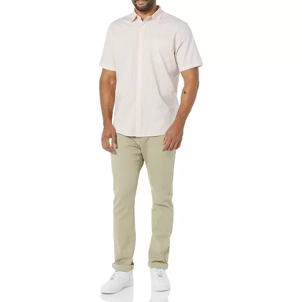 imageAmazon Essentials Mens ShortSleeve Stretch Poplin Shirt Available in Big ampamp TallPink Stripe