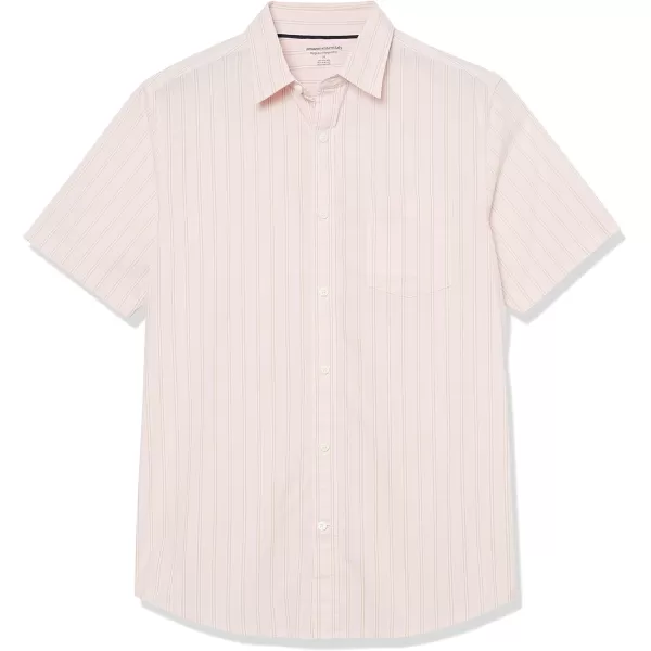 imageAmazon Essentials Mens ShortSleeve Stretch Poplin Shirt Available in Big ampamp TallPink Stripe