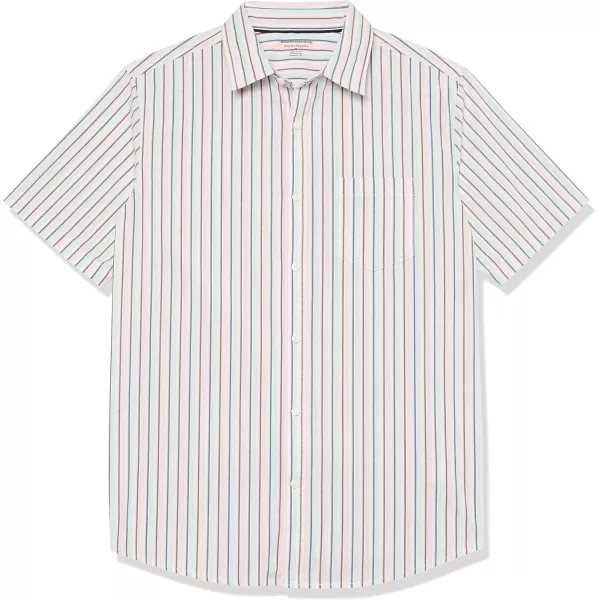 imageAmazon Essentials Mens ShortSleeve Stretch Poplin Shirt Available in Big ampamp TallPink Teal Blue Stripe