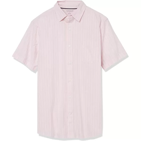 imageAmazon Essentials Mens ShortSleeve Stretch Poplin Shirt Available in Big ampamp TallPink White Double Stripe