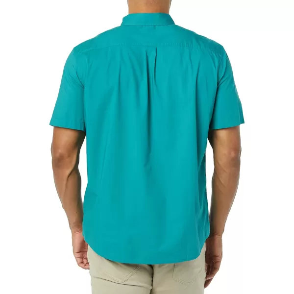 imageAmazon Essentials Mens ShortSleeve Stretch Poplin Shirt Available in Big ampamp TallTeal Blue