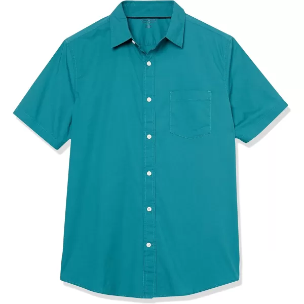 imageAmazon Essentials Mens ShortSleeve Stretch Poplin Shirt Available in Big ampamp TallTeal Blue