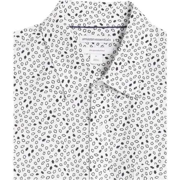 imageAmazon Essentials Mens SlimFit ShortSleeve ButtonDown Print ShirtBlack White Geo Print