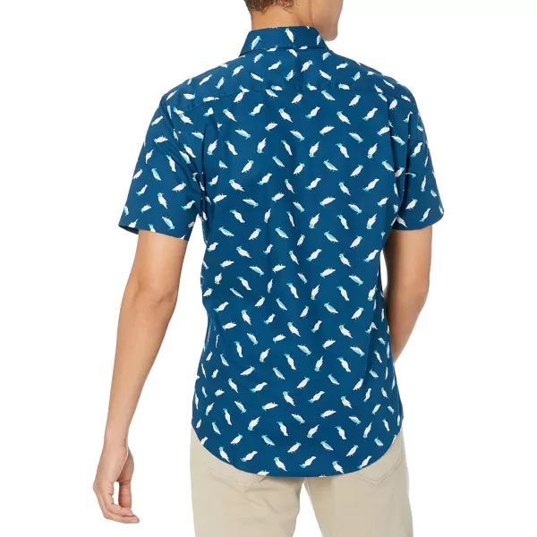 imageAmazon Essentials Mens SlimFit ShortSleeve ButtonDown Print ShirtClassic Blue Birds