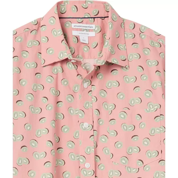 imageAmazon Essentials Mens SlimFit ShortSleeve ButtonDown Print ShirtPink Fruit