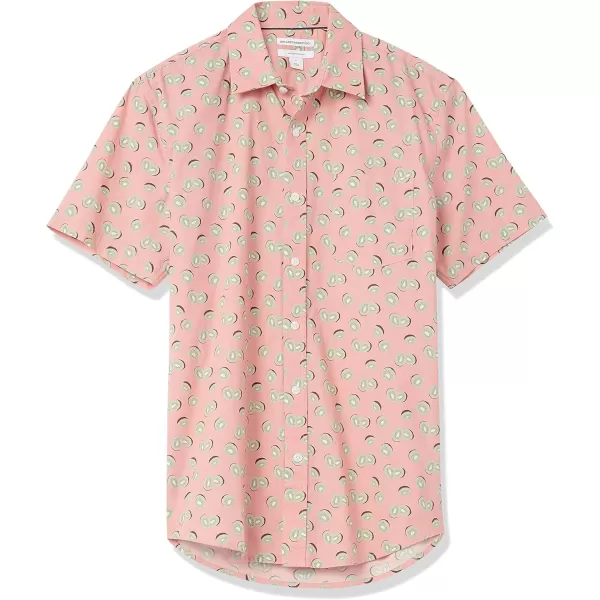 imageAmazon Essentials Mens SlimFit ShortSleeve ButtonDown Print ShirtPink Fruit