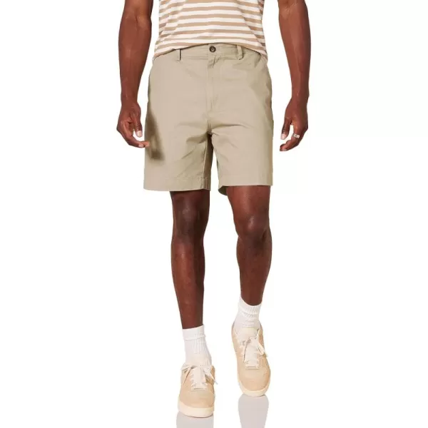 imageAmazon Essentials Mens ClassicFit 7quot Chino ShortKhaki Brown