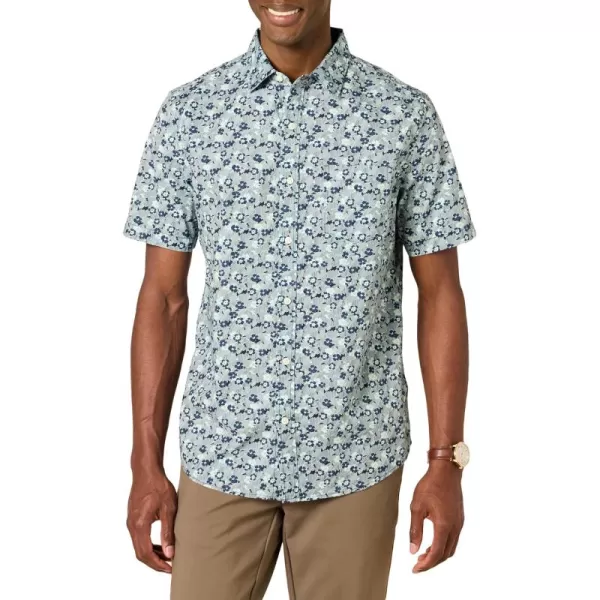 imageAmazon Essentials Mens ShortSleeve Stretch Poplin Shirt Available in Big ampamp TallBlue Floral