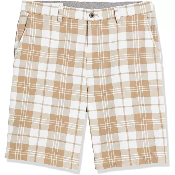 imageAmazon Essentials Mens ClassicFit 9quot Chino ShortKhaki Brown Plaid