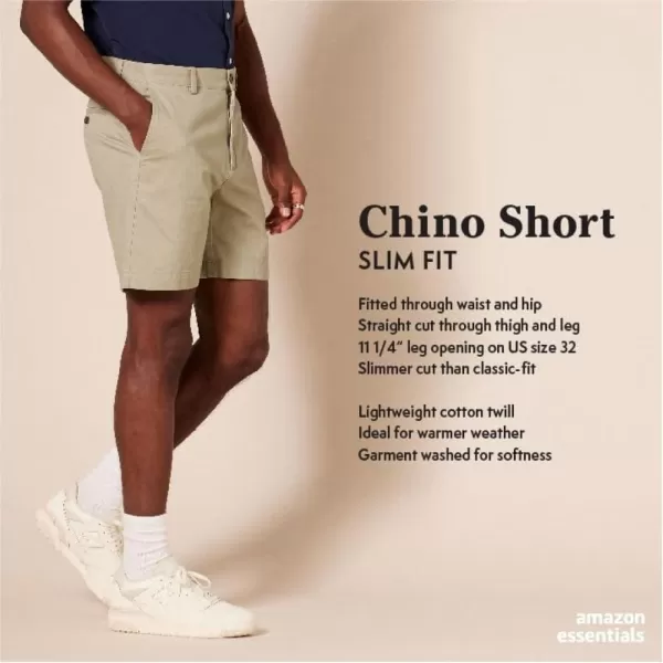 imageAmazon Essentials Mens SlimFit 7quot Chino ShortNavy