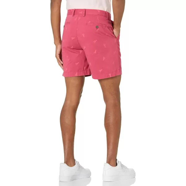 imageAmazon Essentials Mens SlimFit 7quot Chino ShortWashed Red Lobster