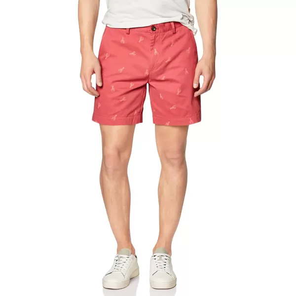 imageAmazon Essentials Mens SlimFit 9quot Chino ShortWashed Red Lobster