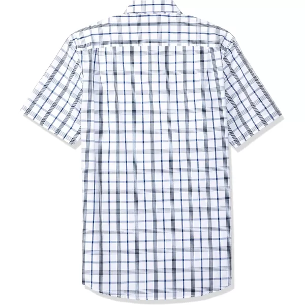 imageAmazon Essentials Mens SlimFit ShortSleeve Poplin ShirtLight Indigo White Plaid