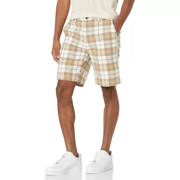 imageAmazon Essentials Mens ClassicFit 9quot Chino ShortKhaki Brown Plaid