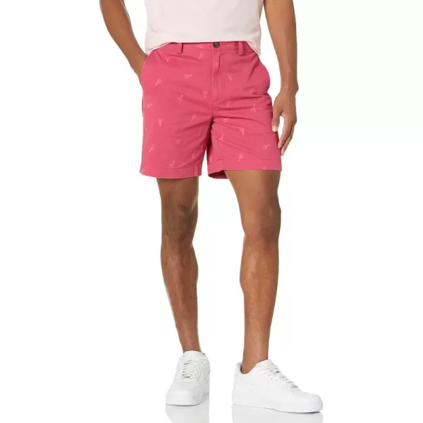 imageAmazon Essentials Mens SlimFit 7quot Chino ShortWashed Red Lobster