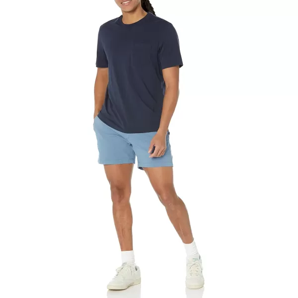 imageAmazon Essentials Mens SlimFit 5quot FlatFront Comfort Stretch Chino Short Previously GoodthreadsBlue
