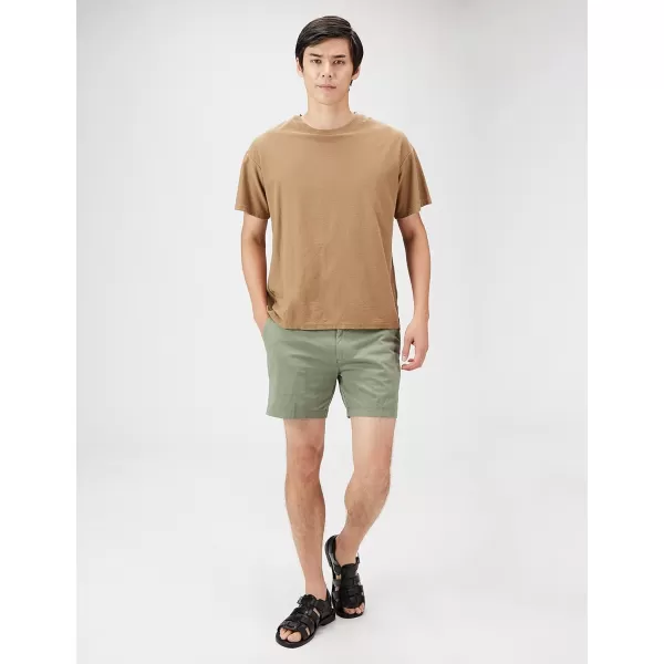 imageAmazon Essentials Mens SlimFit 5quot FlatFront Comfort Stretch Chino Short Previously GoodthreadsLight Military Green