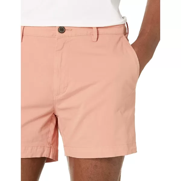 imageAmazon Essentials Mens SlimFit 5quot FlatFront Comfort Stretch Chino Short Previously GoodthreadsLight Tan