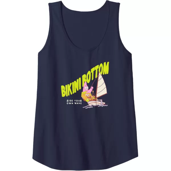 imageAmazon Essentials Mens SpongeBob SquarePants Bikini Bottom Sailing Friends Tank Top Black SmallNavy Blue