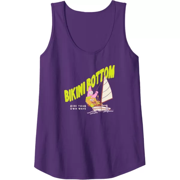 imageAmazon Essentials Mens SpongeBob SquarePants Bikini Bottom Sailing Friends Tank Top Black SmallPurple